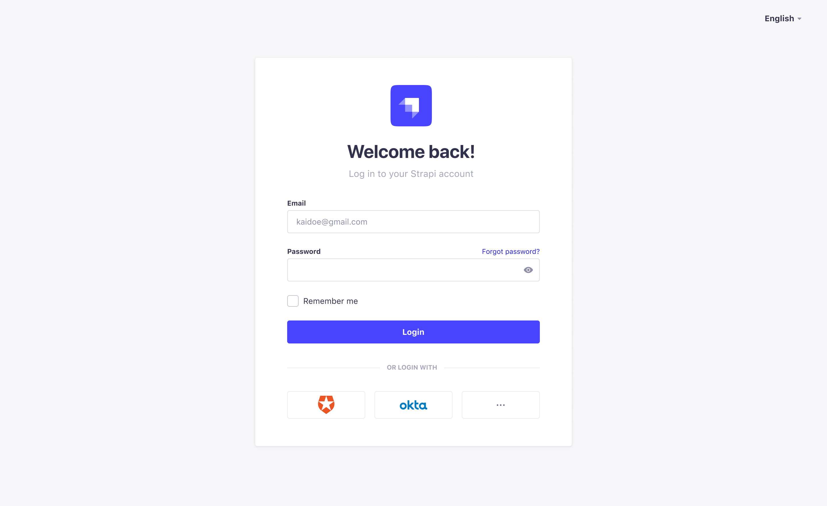 Login page with SSO activated